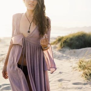 Dusty Rose Maxi Kimono